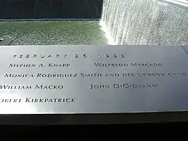 Panel N-73: names of the victims of the 1993 bombing