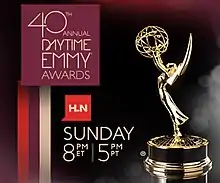 Promotional poster of the 40th Daytime Emmy Awards in black and red.