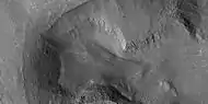 Glacier flowing out of valley, as seen by HiRISE under HiWish program