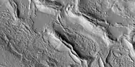 Close view of ribbed terrain, as seen by HiRISE under HiWish program