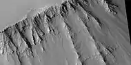 Close view of layers south of Ius Chasma, as seen by HiRISE under HiWish program  Note: this is an enlargement of a previous wide view.