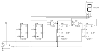 Electrical circuit diagram for TTL counter, a type of state machine