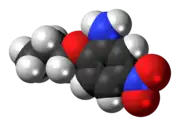 Space-filling model of the 5-nitro-2-propoxyaniline molecule