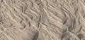 Close, color view of yardangs,  as seen by HiRISE under HiWish program