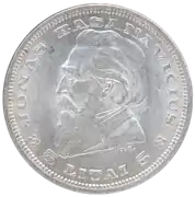 Coin of 5 Lithuanian litas with a portrait of Jonas Basanavičius