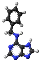 Ball-and-stick model of the 6-benzylaminopurine molecule