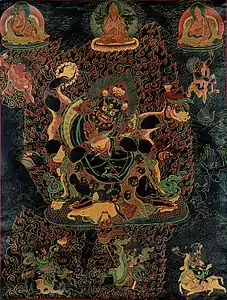 6 armed Mahakala – tantric protective deity with a kapala in the hand.