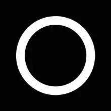 A white circle on black ground