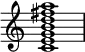  {
\override Score.TimeSignature #'stencil = ##f
\relative c' { 
  \clef treble \time 4/4
  <c e g b d fis a>1
} }
