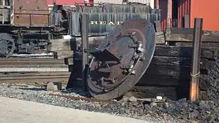 No. 7312's smokebox door outside the Strasburg shops in December 2013.