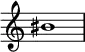  {
\override Score.TimeSignature #'stencil = ##f
\relative c'' {
  \clef treble \time 4/4 bis1
} }

