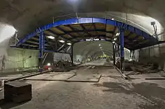 Station mezzanine progress in 34th Street Station in June 2011