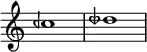  {
\override Score.TimeSignature #'stencil = ##f
\relative c'' {
  \clef treble \time 4/4 ceh1 deseh
} }