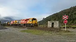 Coal train passing Inchbonnie shelter (2021)