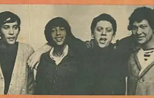 The Flames in the 1960s. 
From left: Brother Fataar, Ricky Fataar, Blondie Chaplin, and Steve Fataar.