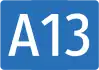 Motorway A13 shield}}