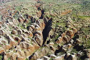 Aerial view of a canyon