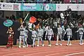 Athletes from Afghanistan bearing the national flag during the opening ceremony.