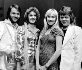 ABBA in 1974 (from left)Benny Andersson, Anni-Frid Lyngstad (Frida),Agnetha Fältskog, and Björn Ulvaeus