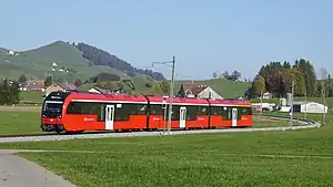 Red train with coaches