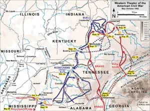 Map is labeled Western Theater of the American Civil War: May-October 1862.