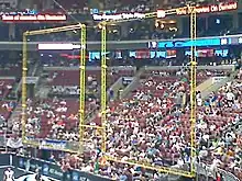 Image 7An arena football goalpost structure featuring the rebound nets on either side of the uprights. (from Indoor American football)