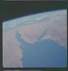 View of the Sinai Peninsula from Apollo 7