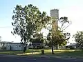 J G Hile Park, and water tower, Richardson Street (2021).