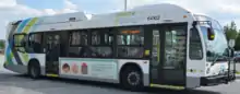 Image 261Seen here in Sherbrooke, Quebec, the Nova Bus LFS is a common North American model. It has a bicycle rack over the front bumper. (from Transit bus)