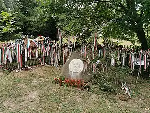 Albert Wass statue at the castle of Marosvécse (Brâncoveneşti), Transylvania, Romania (2000)