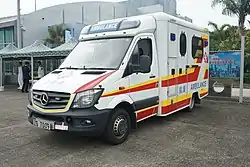 An ambulance of the People's Liberation Army Hong Kong Garrison, in which it also operates its internal medical and sanitary system