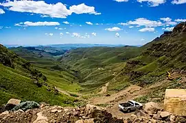 A vehicle traversing the pass