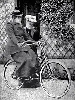 Image 9"Let Go–But Stand By:" Photograph of Frances Willard from her 1895 book, A Wheel Within a Wheel: How I Learned to Ride the Bicycle. The new safety bicycle became associated with women's emancipation.Image credit: Frances E. Willard (book author), Woman's Temperance Publishing Association and Fleming H. Revell Co. (publishers), HathiTrust (digitization), Dennis Bratland (upload) (from Portal:Illinois/Selected picture)