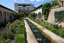 Image 13Inspired by Islamic/Moorish gardens, the Patio de la Acequia (Courtyard of the Canal), Generalife, Granada, Spain (from Garden design)