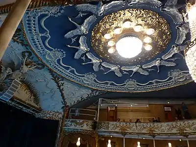 High-relief of swans and statues in the interior of Aarhus Theatre by Karl Hansen Reistrup in Aarhus, Denmark (1897–1900)