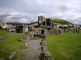 The remains of the D-shaped towers that formed the inner ward's gatehouse keep.