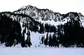 Abiel Peak in winter, from Annette Lake