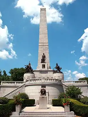 Image 43The Lincoln Tomb in Oak Ridge Cemetery, Springfield, where Abraham Lincoln is buried alongside Mary Todd Lincoln and three of their sons. The tomb, designed by Larkin Goldsmith Mead, was completed in 1874. Photo credit: David Jones (from Portal:Illinois/Selected picture)