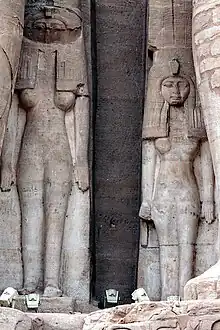 Statues of Queen Meritamen and her sister Baketmut; Queen Meritamen can be seen on the right