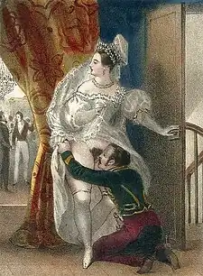 A libertine watercolor (after, or attributed to Achille Devéria)