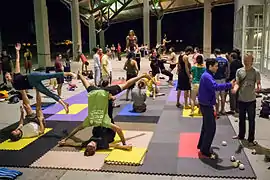 Acroyoga meeting in a public park in Austin, Texas