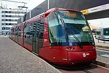 Tram in Venice leaving Piazzale Roma