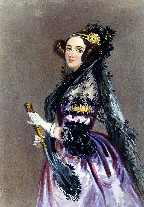 Image 17Ada Lovelace was an English mathematician and writer, chiefly known for her work on Charles Babbage's proposed mechanical general-purpose computer, the Analytical Engine. She was the first to recognize that the machine had applications beyond pure calculation, and to have published the first algorithm intended to be carried out by such a machine. As a result, she is often regarded as the first computer programmer.