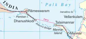 Mannar Island and adjacent Adam's Bridge