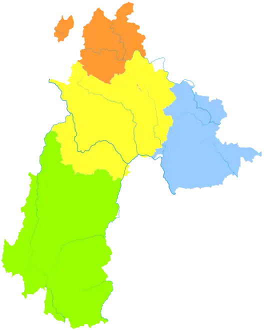 Shuicheng is the northernmost division in this map of Liupanshui