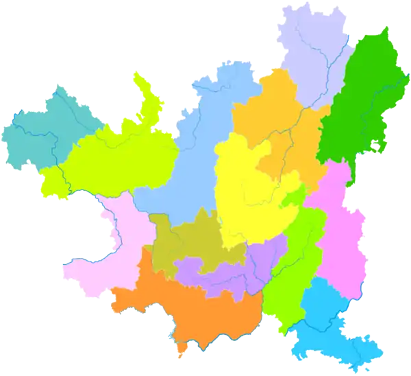 Daozhen is the northernmost division in this map of Zunyi