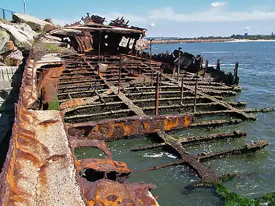 The wreck of the Adolphe, which ran aground in 1904.