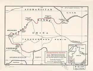 Map of Afghanistan-China Boundary including Tegermansu Pass (labeled as TĪGARMAN SŪ DAVĀN) (1969)