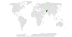 Map indicating locations of Afghanistan and Tajikistan