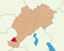 Map showing Evciler District in Afyonkarahisar Province